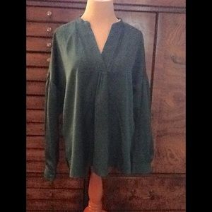 Women's Elegant Green Silky Laundry Blouse